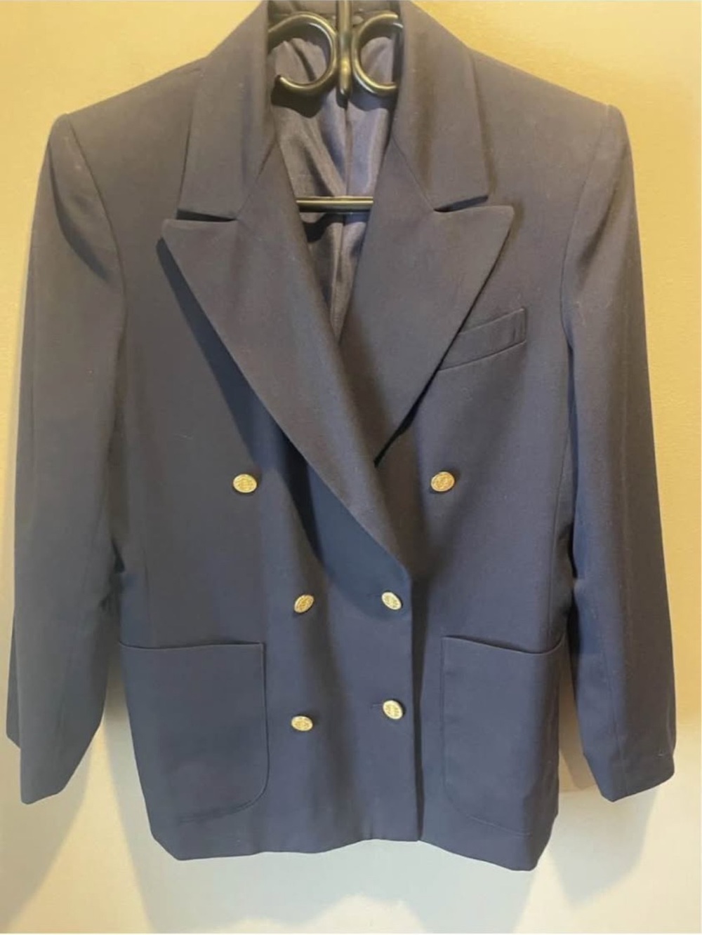 Marks & Spenser Double-Breasted Navy Blazer with Gold Buttons